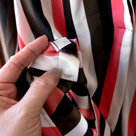 Ann Taylor Size XS Striped Ruffle Collar Blouse Long Sleeve Work Top - Picture 7 of 7